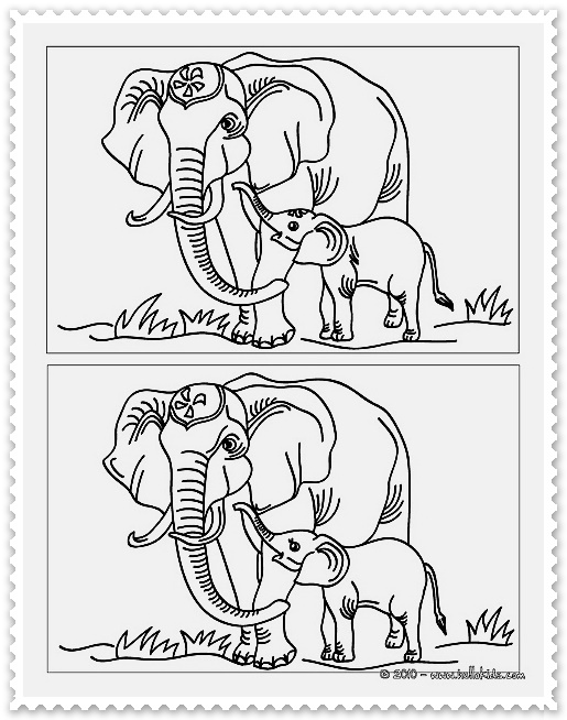 엄마 코끼리와 아기 코끼리 도안